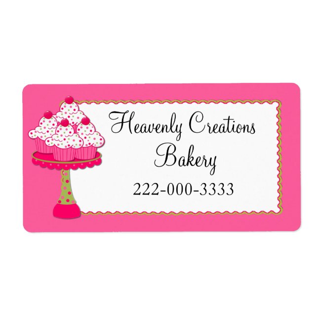 Whimsisch Pink Cupcakes Custom Bakery Label (Vorne)