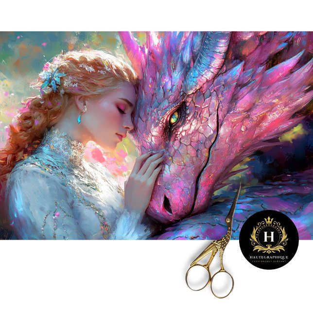 Whimsisch Pink Dragon & Elven Princess Decoupage Seidenpapier (Von Creator hochgeladen)