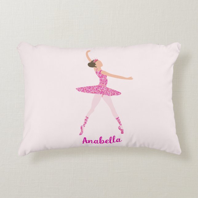 Whimsisch Pink Glitzer Ballerina Look Dekokissen (Vorderseite)