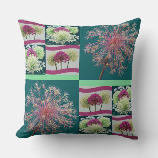 Whimsische Allium-Blütenknospen Collage Kissen