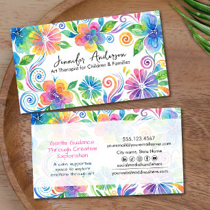 Whimsische Aquarell-Blumenkunst Visitenkarte