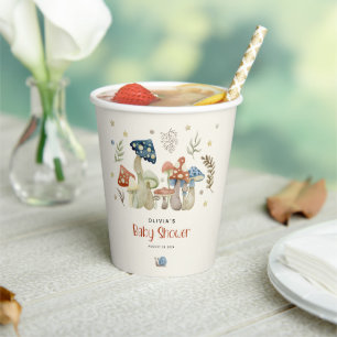 Whimsische Aquarell-Pilz-Baby-Party Pappbecher