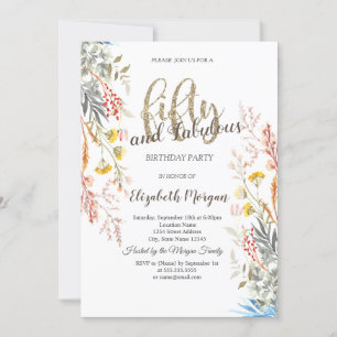 Whimsische Aquarell-Wildblume getrocknet 50.  Einladung