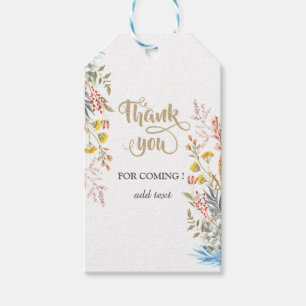 Whimsische Aquarell-Wildblumen getrocknet Geschenkanhänger