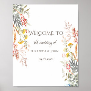 Whimsische Aquarell-Wildblumen getrocknet Poster