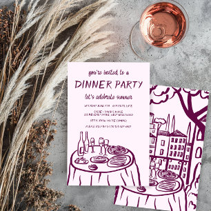 Whimsische Balkon-Dinnerparty individuell handgeze Einladung