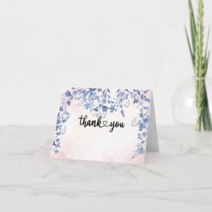 Whimsische blaue Aquarell-Blumen Dankeschön-Karte Dankeskarte