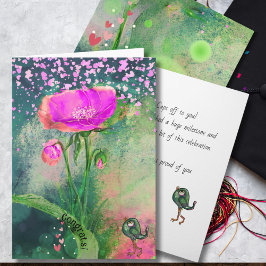 Whimsische Blumen- und Vogel-Gratulationskarte zum Karte
