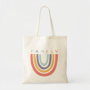 Whimsische Boho-Familie-Regenbogen-Grafik Tragetasche