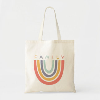 Whimsische Boho-Familie-Regenbogen-Grafik Tragetasche