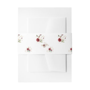 Whimsische Burgund Gold Blumen Monogramm Hochzeit Einladungsbanderole