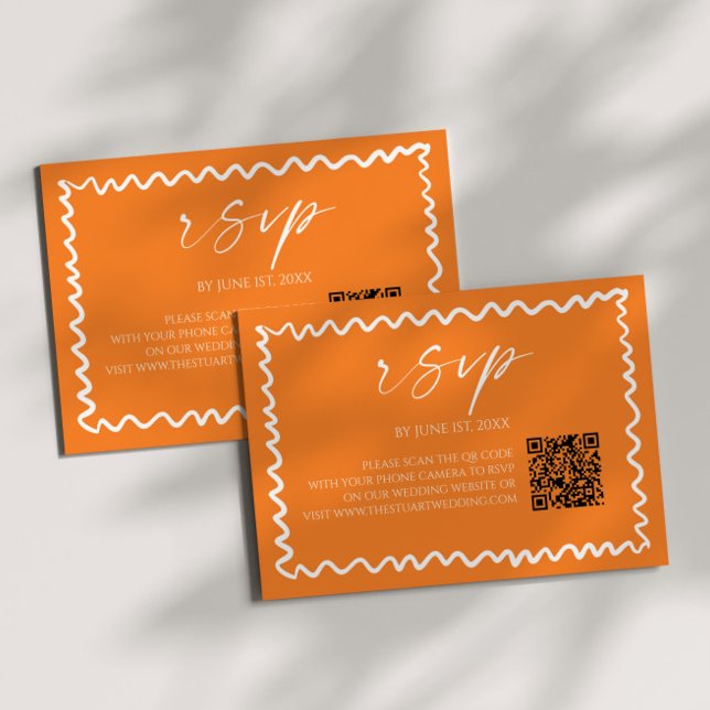 Whimsische Citrus Orange QR-Code-Hochzeit RSVP Karte (Von Creator hochgeladen)