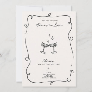 Whimsische Cocktail-Minimalist-Hochzeit Einladung