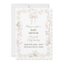 Whimsische Delfter Blumen Baby Shower Einladung