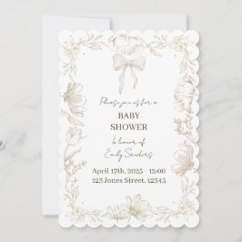 Whimsische Delfter Blumen Baby Shower Einladung