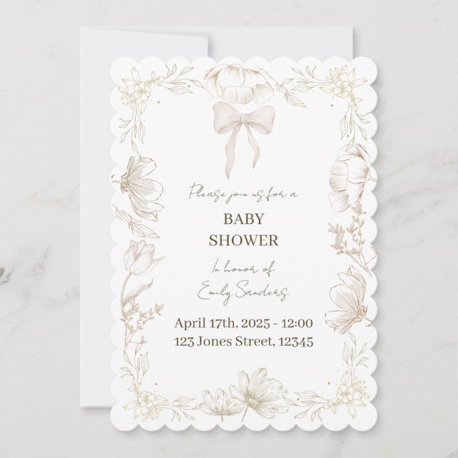 Whimsische Delfter Blumen Baby Shower Einladung (Vorderseite)