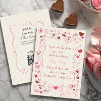 Whimsische Doodle Valentinstag Brautparty-Einladun