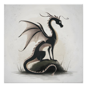 Whimsische Drachenillustration  Poster