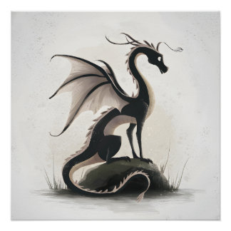 Whimsische Drachenillustration Poster