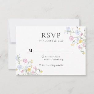 Whimsische elegante Rokoko-Blumen-Wappen-Hochzeit RSVP Karte