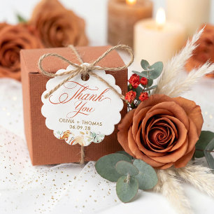 Whimsische erdige Blumen Herbst Hochzeit Danke Geschenkanhänger