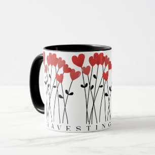 Whimsische Ernteliebende Herzen Rote Herzblumen Ka Tasse