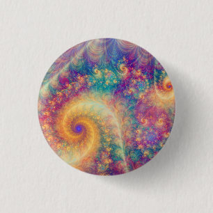 Whimsische Fantasy-Abstrakte Fraktal-Wirbelkunst Button