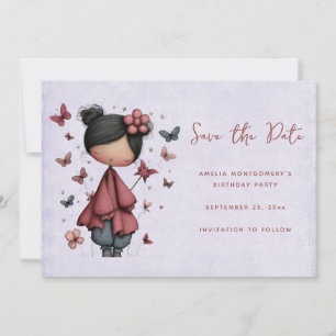 Whimsische Feenpuppe Retro süß Save The Date