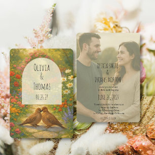 Whimsische Florale Foto Englische Gartenhochzeit Einladung