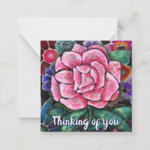 Whimsische Florale Pinke Rosen Art Nouveau Botanik Mitteilungskarte