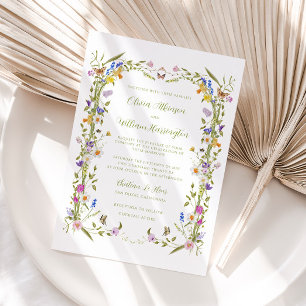 Whimsische Garten-Wildblumen-Hochzeit Einladung