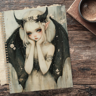 Whimsische Gothic Fantasy Fee mit Blumenkrone Planer