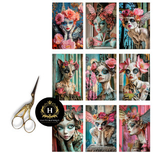 Whimsische gotische Pariser Gargouille-Decoupage Seidenpapier