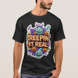 Whimsische Halloween-Illustration aus Ton mit unhe T-Shirt