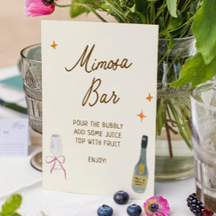 Whimsische handgezeichnete Brautparty Mimosa-Bar Poster