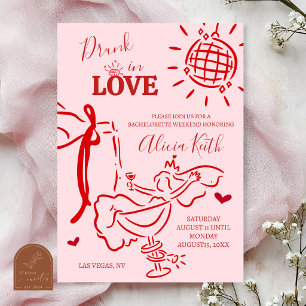 Whimsische handgezeichnete Bridal Shower 'Betrunke Einladung