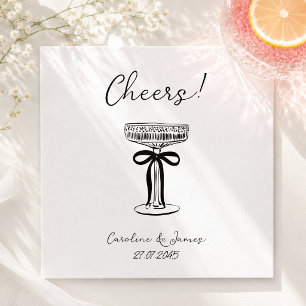 Whimsische handgezeichnete Champagner-Trinksprüche Serviette