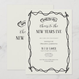 Whimsische handgezeichnete Coquette Silvesterparty Einladung