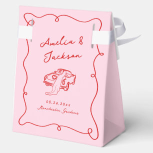Whimsische handgezeichnete Hochzeit in Rosa und Ro Geschenkschachtel