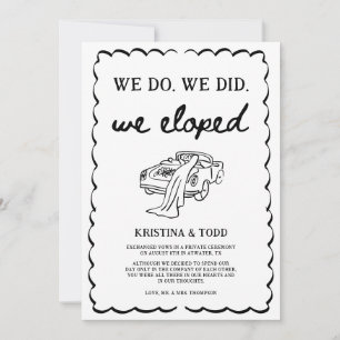 Whimsische handgezeichnete Hochzeitsanzeige nach e Einladung