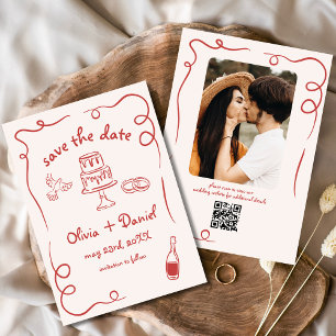 Whimsische handgezeichnete Hochzeitsfotos funky Save The Date
