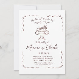 Whimsische handgezeichnete Hochzeitsillustration Einladung
