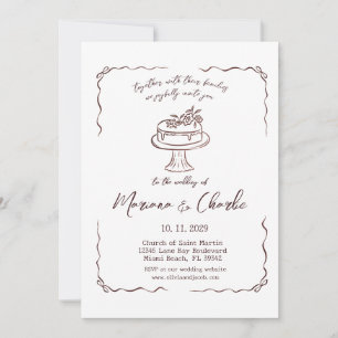 Whimsische handgezeichnete Hochzeitsillustration  Einladung