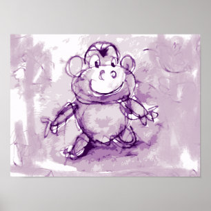 Whimsische handgezeichnete monochrome Tierkunst Dr Poster
