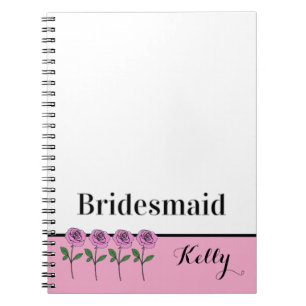 Whimsische handgezeichnete rosa Rosen Brautjungfer Notizblock