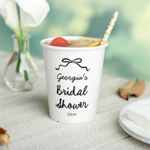 Whimsische handgezeichnete Schleife Brautparty Pappbecher