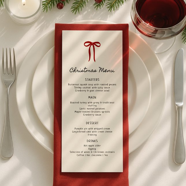 Whimsische, handgezeichnete Weihnachts-Dinner-Flat Menükarte (Von Creator hochgeladen)