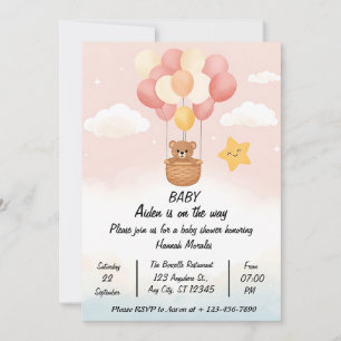 Whimsische Heißluftballon-Baby-Party-Einladung   Einladung