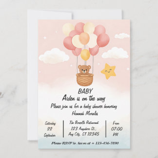 Whimsische Heißluftballon-Baby-Party-Einladung | Einladung