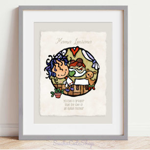 Whimsische italienische Küchenkunst Spaghetti-Mädc Poster